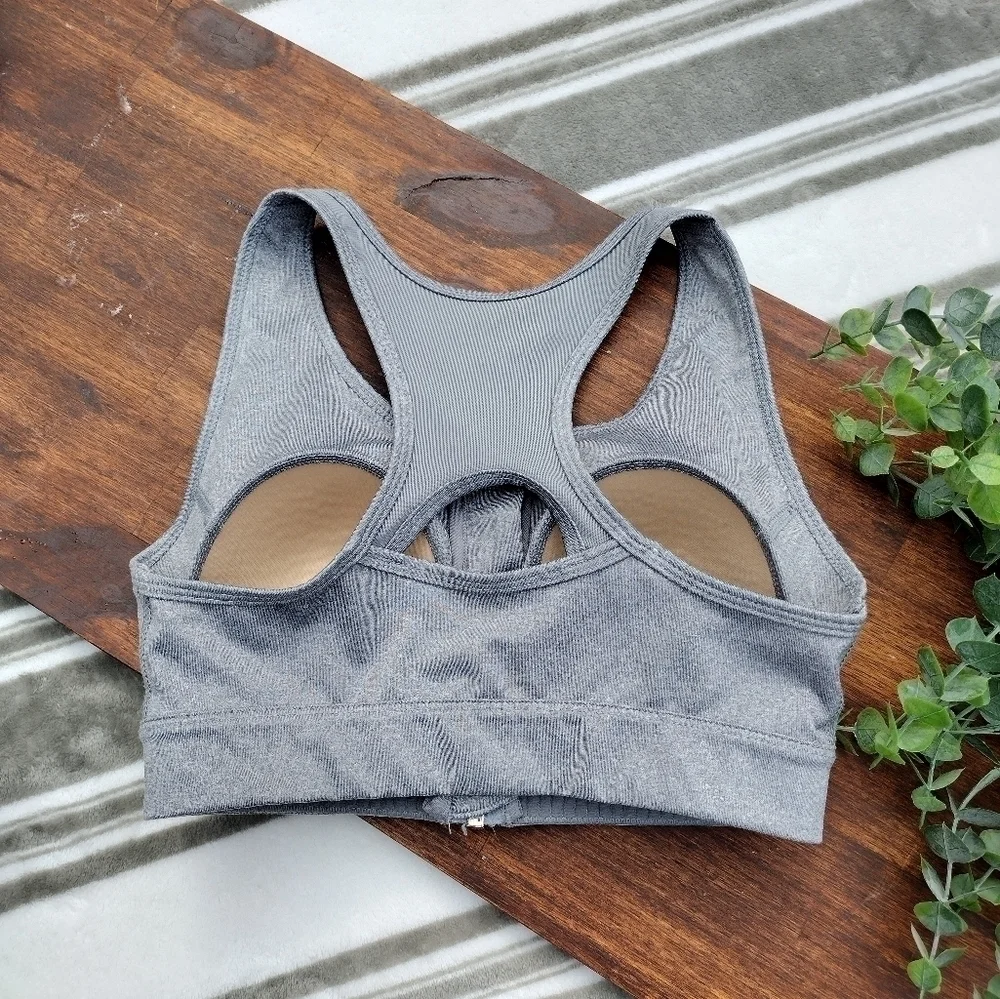 Fila XS sports bra zipper gray activewear extra small
